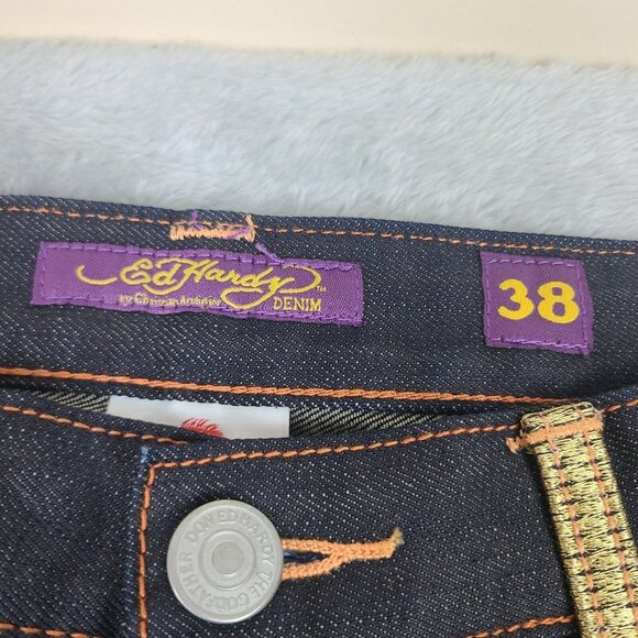 Vintage 2000's Denim Jeans‎ with Rhinestone Skull Decals Size 38 EUC - Picture 4 of 15